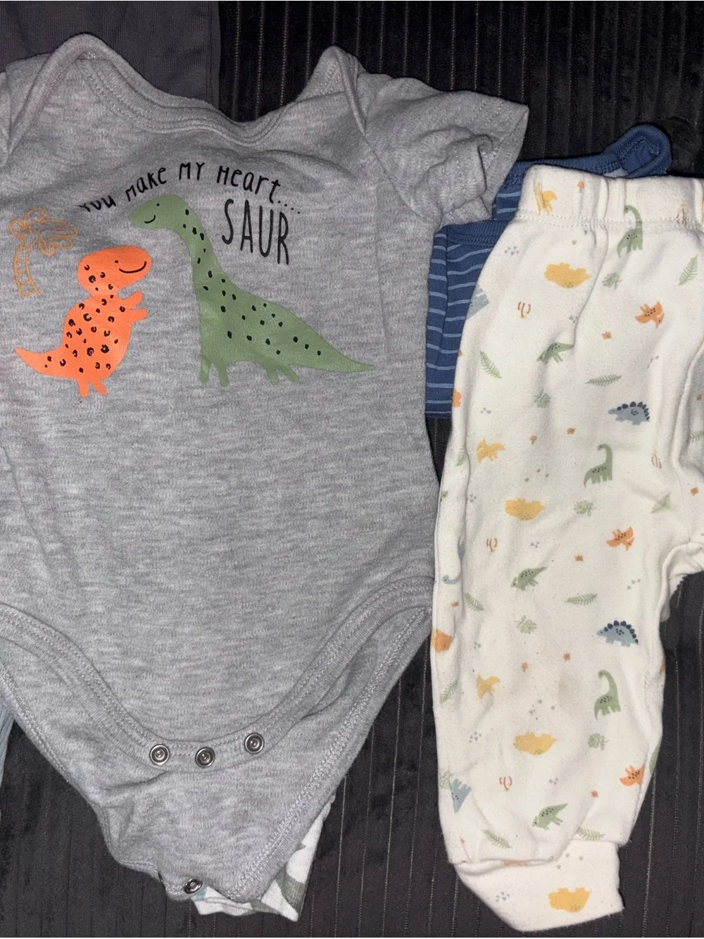 Baby Dinosaur Pajama Pants Set - Gray, Light Blue, Cream, Green